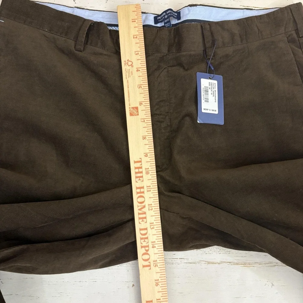 Peter Millar Crown Crafted Corduroy Pants Mens 38x32 Brown Stretch Chino Casual